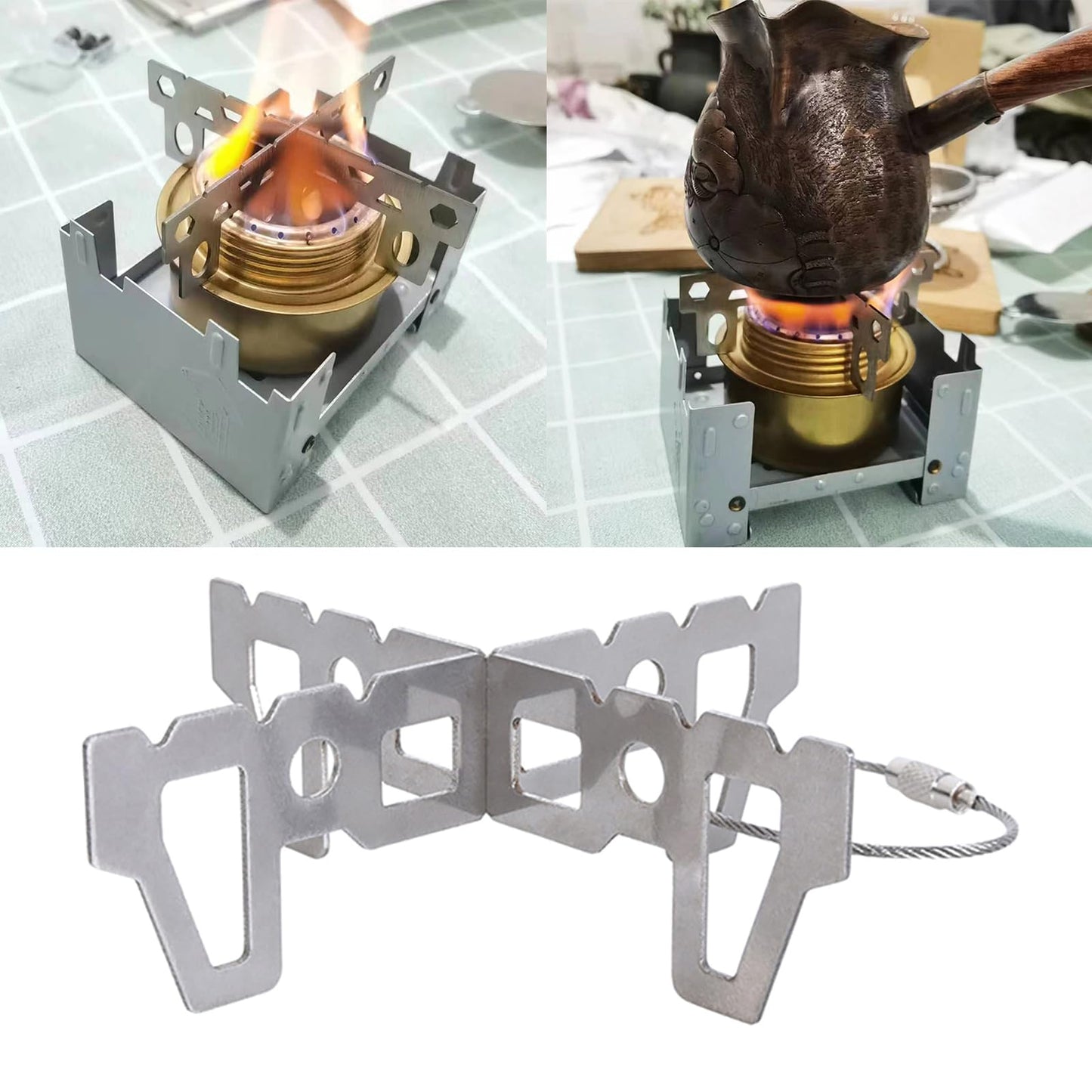 Fowspvzn Portable Stainless Steel Alcohol Stove Stand Rack Support Outdoor Camping Hiking