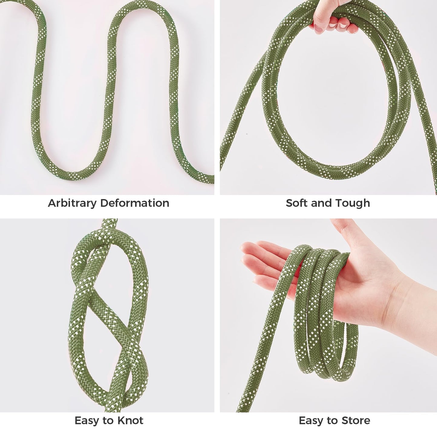 3/8 Inch 120ft Double Braided Polyester Arborist Rope, Heavy Duty Nylon Rope for Anchor, Tree Work, Cargo, Pulling, Sailing(ArmyGreen)