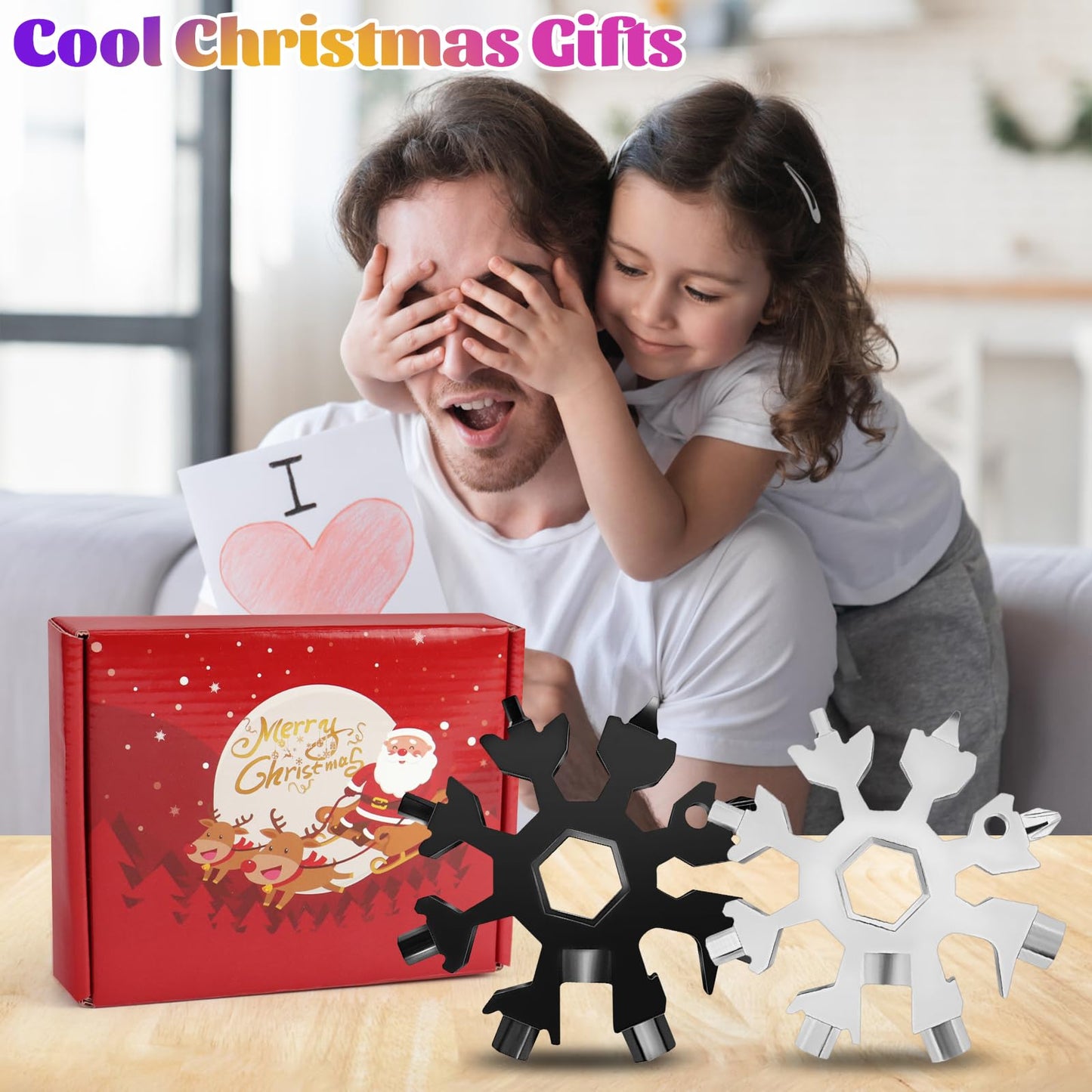 18-in-1 Snowflake Multitool Gifts for Men, 9 Pack Stainless Steel Snowflake Multi-Tool Christmas Stocking Stuffers Gifts for Men (Black)