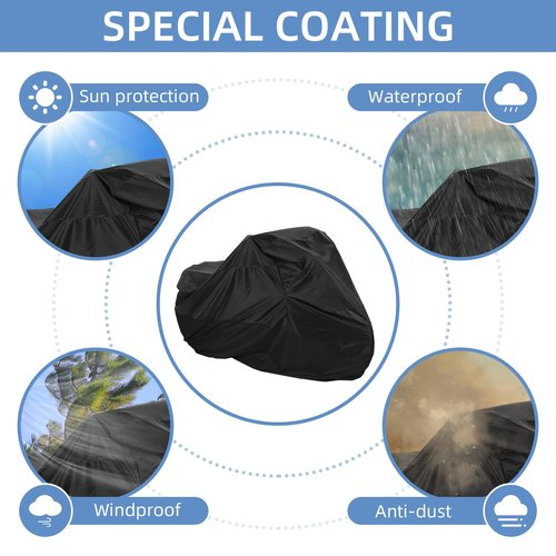 AkiiGer Adult Tricycle Cover Waterproof Outdoor, Bike Covers for 2 Bicycles, Sun Dust Wind Proof Bicycle Cover with Lock Hole, 90.6"L, Ripstop Material, Easy to Carry-Black