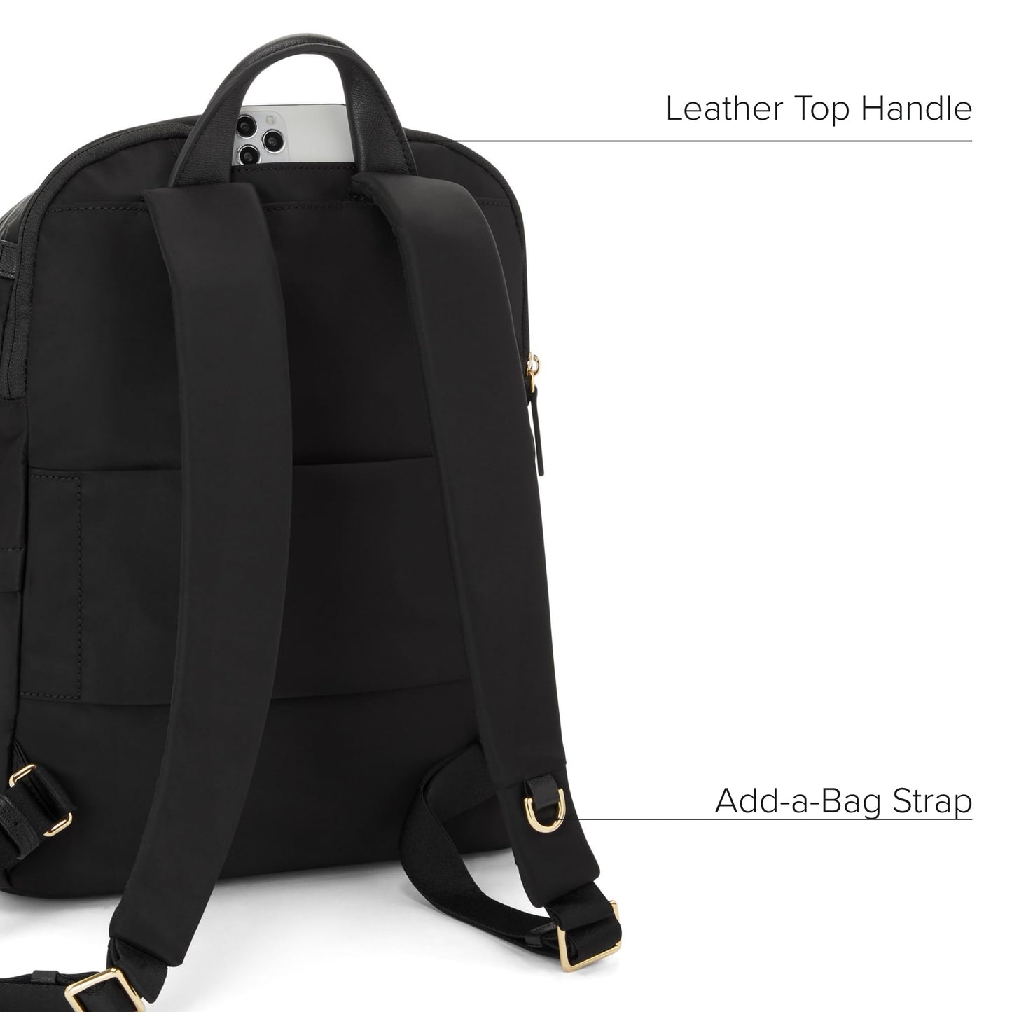 TUMI - Voyageur Halsey Backpack - Women's Lightweight Everyday and Travel Bag - 14.5" X 11.5" X 5.5" - Holds Up to 14" Screen - Black & Gunmetal