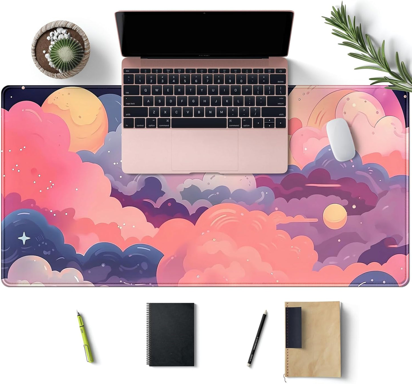 Japanese Desk Mat Riverside Full Moon Desk Pad Black Red Large Mouse Pad Gaming Mousepad Extended XXL Keyboard Pad 31.5 x 15.7 in Laptop Computer Mouse Keyboard Mat for Office Desk Decor