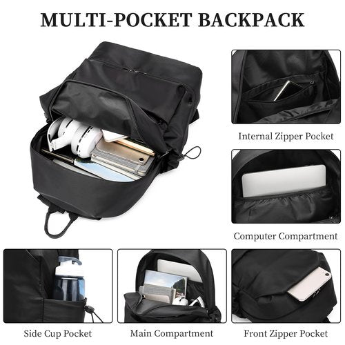 seyfocnia Gym Backpack for Men,Waterproof Travel Backpack With Shoe Compartment Lightweight Sports Gym Bag Casual Daypack-Black