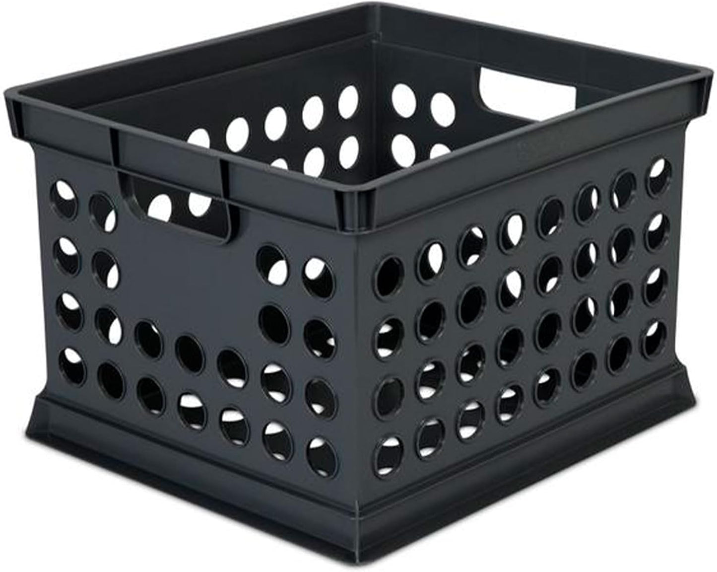 Sterilite Stackable Plastic Storage Crate Bin Organizer File Box with Handles for Home, Office, Dorm, Garage, or Utility Organization, Black, 6-Pack