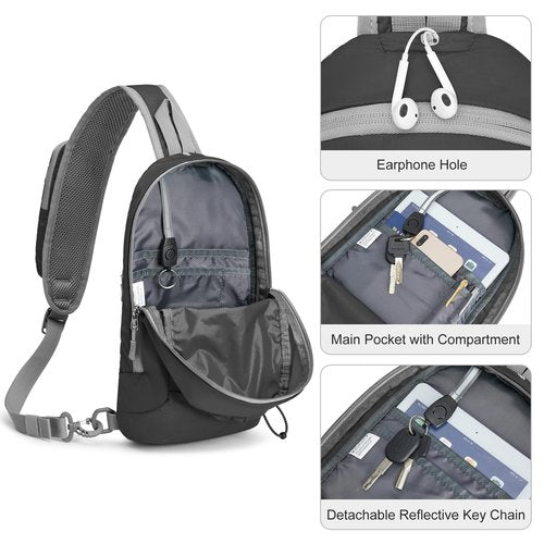 G4Free Sling Bag RFID Blocking Lightweight Crossbody Backpack Chest Shoulder Bag for Travel Sports Running Hiking (Black)