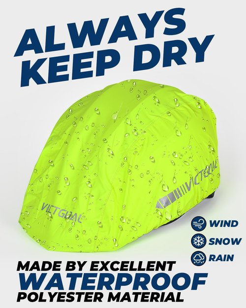 VICTGOAL Bike Helmet Cover with Reflective Stripes Waterproof Windproof Bicycle Helmets Rain Covers for Mountain Road Bike Cycling (Yellow)