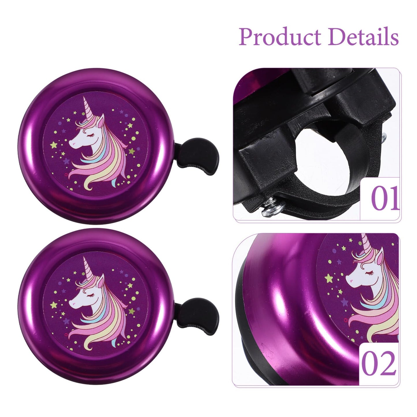 Kids Unicorn Bicycle Bell - Loud Clear Sound for Girls Bikes Fun Cartoon Handlebar Bell Easy to Install Unique Accessories for Kids and Scooters