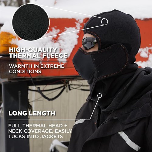 Ergodyne N-Ferno 6970 Balaclava with Detachable Heat Exchanger Face Mask, Winter Ski Mask, Black