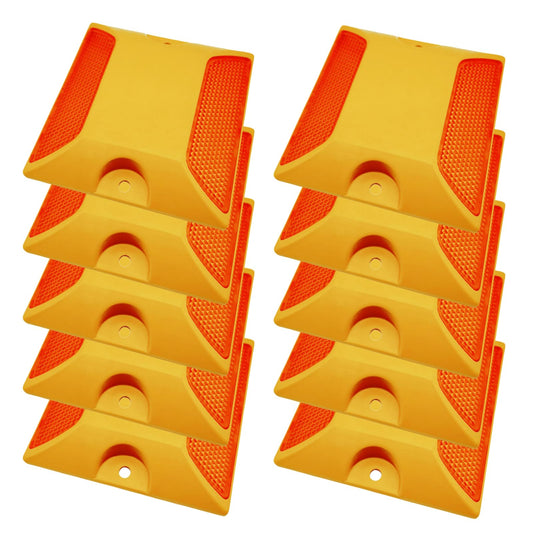 Kanlpeia 10 Pack Road Reflectors Reflective Lane Markers 4 by 4 inch Street Pavement & Asphalt Stud Markers for Speed Bumps Sidewalks Pedestrian Crossings Freeways and Driveways