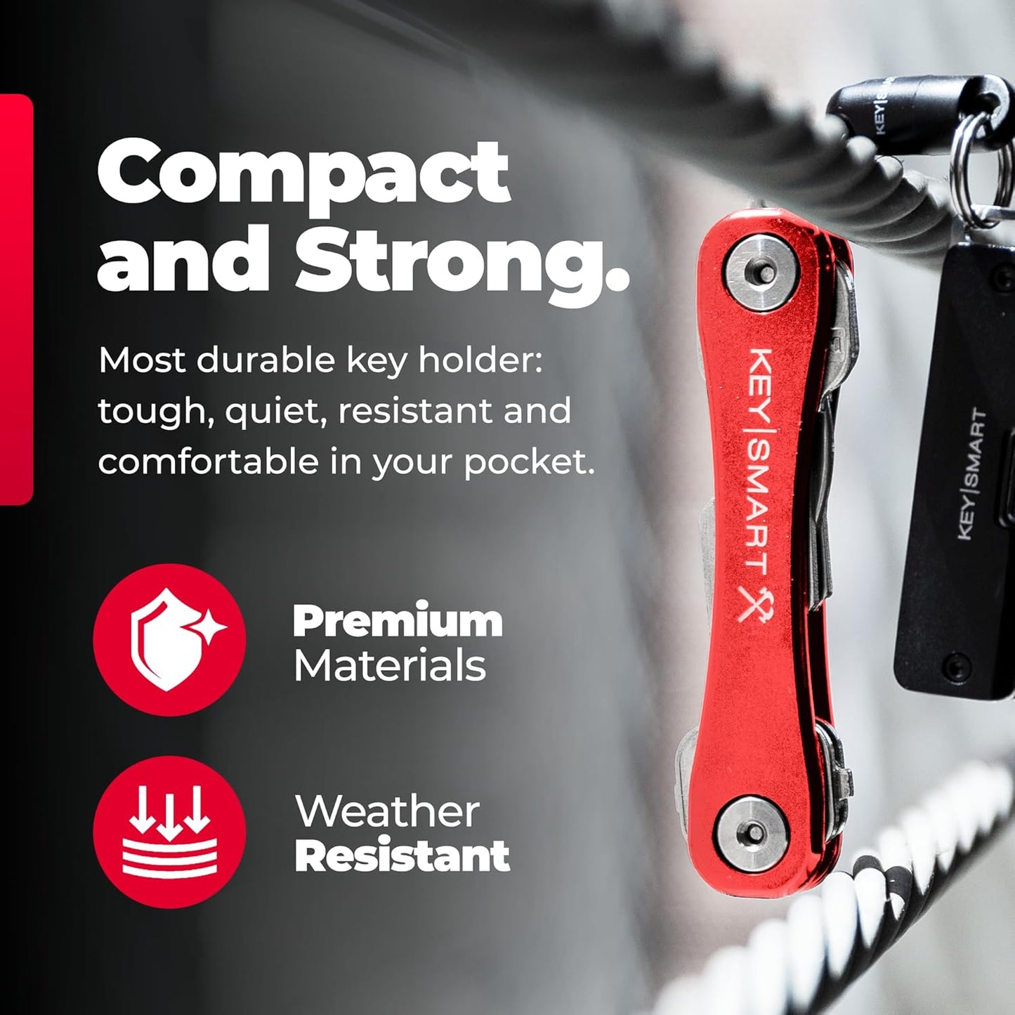 KeySmart Rugged - Multitool Key Holder for Keychain w/Bottle Opener and Pocket Clip, Key Organizer for Key Chain, EDC Keychains, Key Ring for Car Fobs Key Chains, Expandable (Up to 14 Keys, Blue)