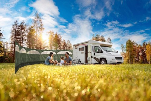 Windbreaker Wind Privacy Screen Camping Blocker 5 Panel Garden Beach Wind Shield 5ft High x 27.4ft Long (1 Forest Green)