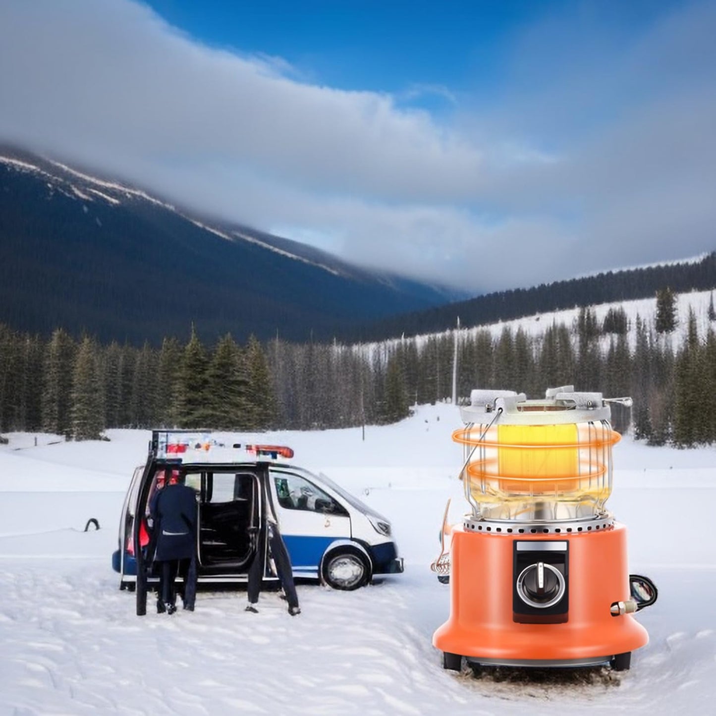 2 in 1 Outdoor Propane Heater, Portable heaters for indoor,camping butane stove, with Propane Hose + Pressure Reducing Valve for Ice Fishing Hiking Hunting, Survival Emergency, Patio,Garage