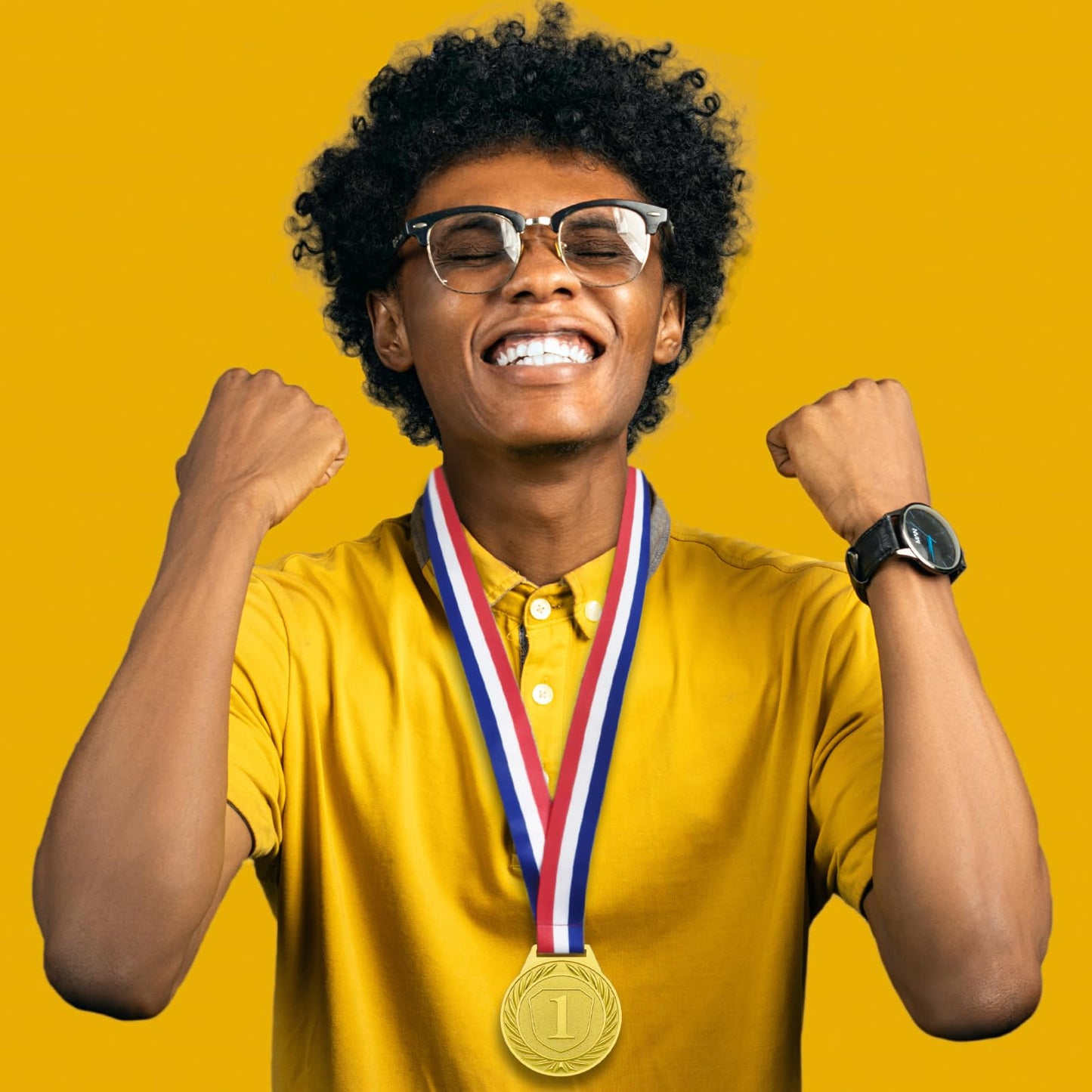 3 Pieces Medals for Awards, 2.56 Inch Gold Metal Medals Olympic Decorations Winner Medal with Ribbon Necklace for Sports Day Prizes, Gymnastics Competitions, Party Gifts, Kids Adults