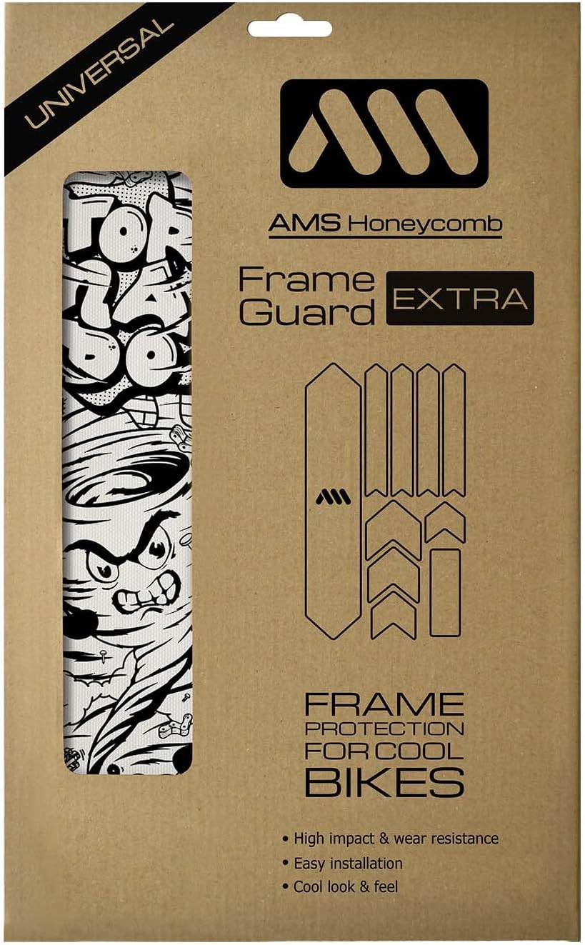 All Mountain Style Bike Frame Protector Extra - Universal Fit, 10-Piece Set for Down Tube, Chainstay, Cable Wear, High-Impact Honeycomb PVC