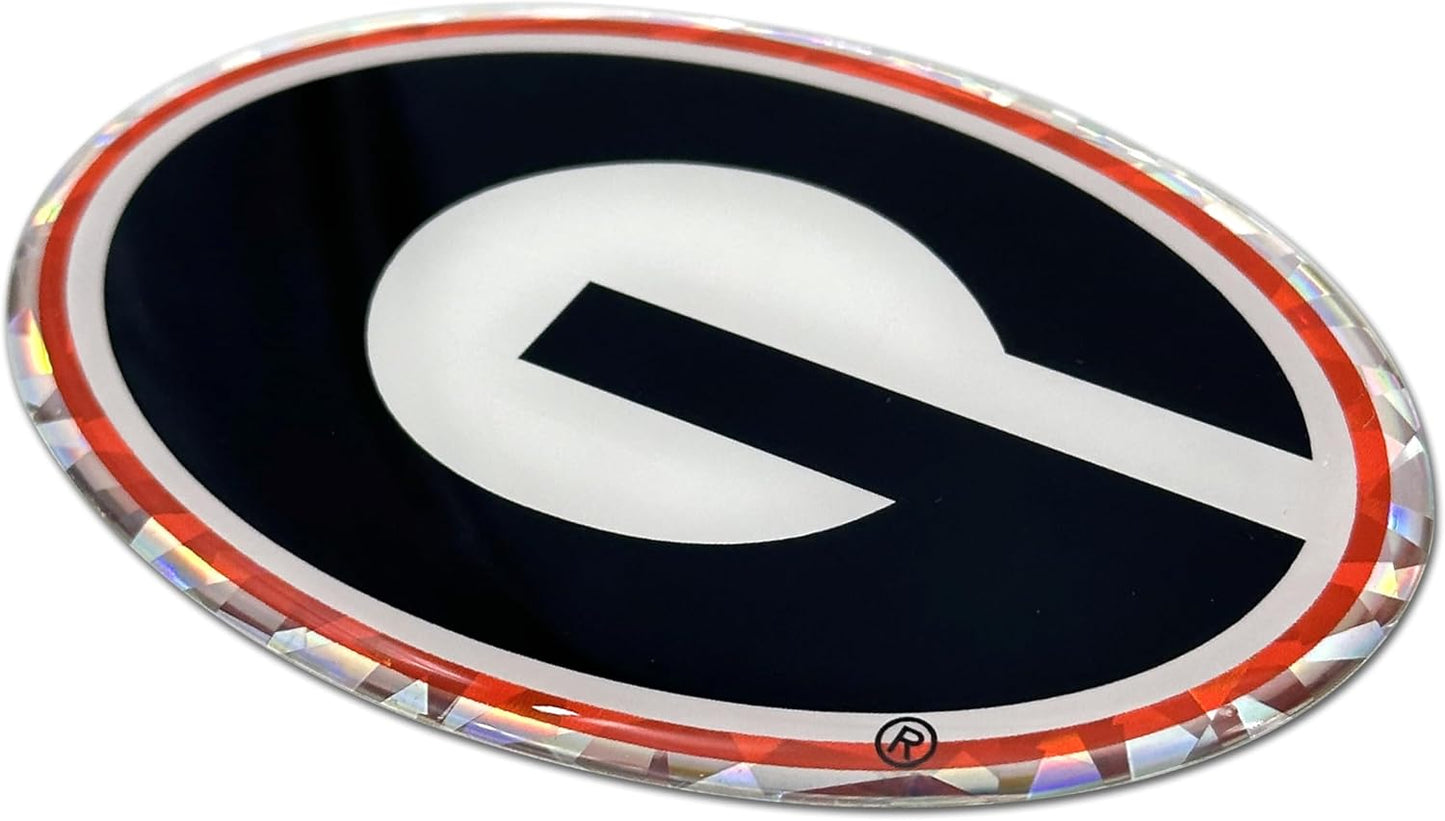 Elektroplate Officially Licensed University of Georgia Black/Red Reflective Decal | Premium 3D Doming All Weather Sticker for Car, Water Bottle, Laptop, Tablet, Window, Cooler, Phone | Made in the USA
