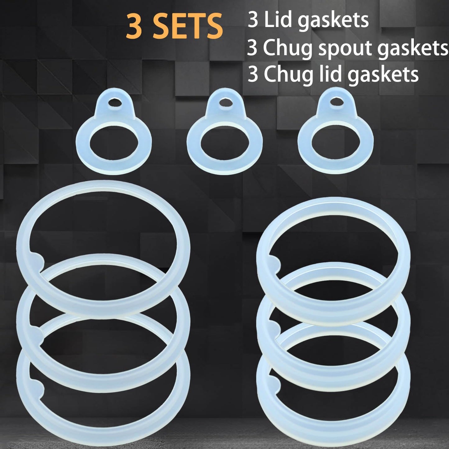 ACGZBD Water Bottle Gasket Replacement for Thermoflask 24oz/40oz Insulated Stainless Steel Water Bottle Lid - 3 Sets Silicone Gaskets Each for Water Bottle Straw Lid, Chug Lid & Chug Spout (9Pcs)