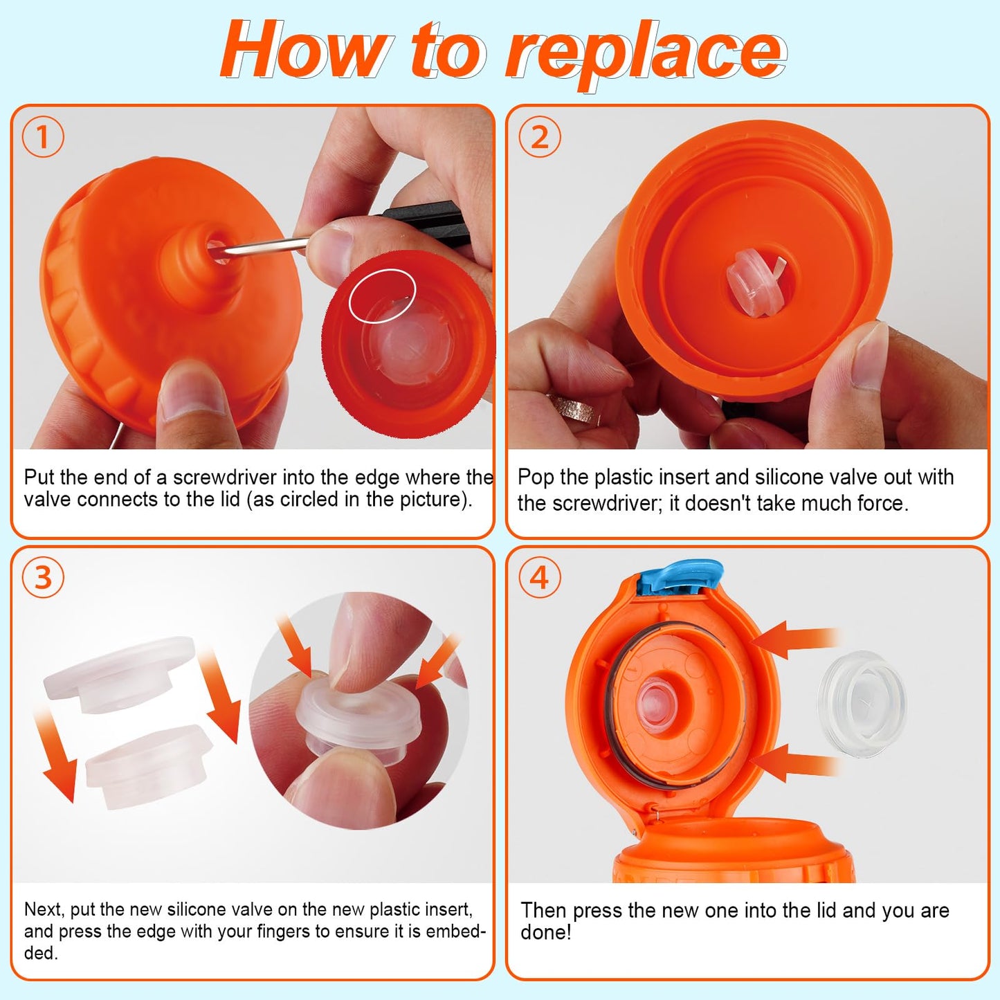 Dispensing Valves Compatible with Gatorade Water Bottle - Silicone Valve and Plastic Insert with Screwdriver, Replacement Accessories for Gatorade Gx Water Bottle Gatorade 32oz Bottle