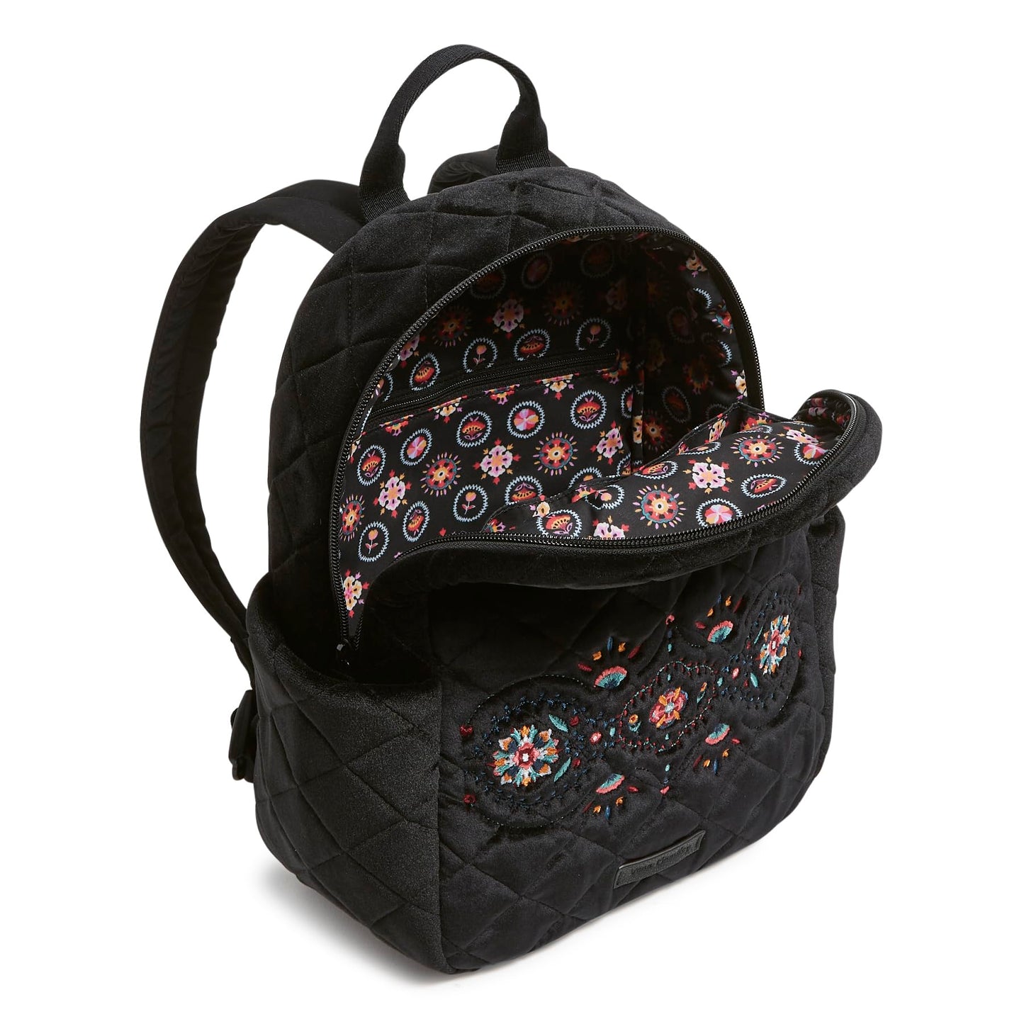 Vera Bradley Women's Velvet Small Backpack Bookbag, Winter Ornaments, One Size