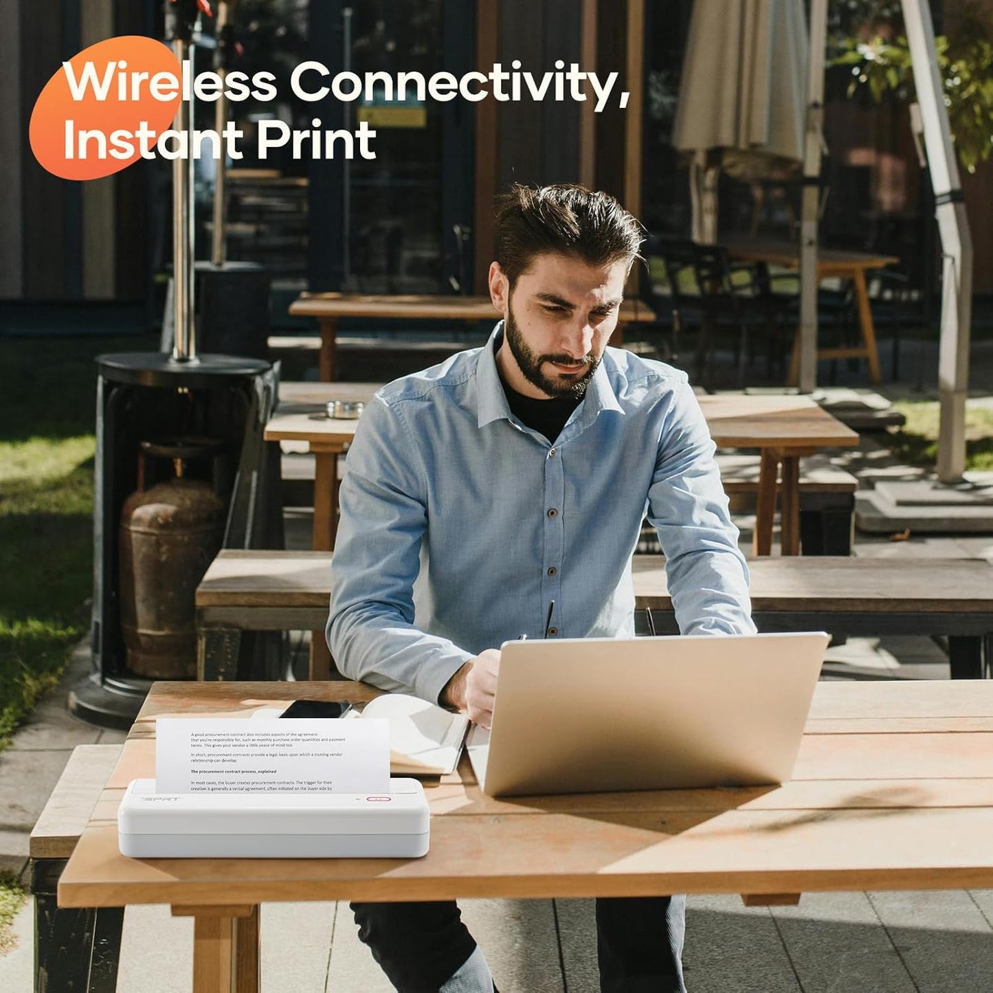 iDPRT MT890 Portable Wireless Printer - with Thermal A4 Paper, Bluetooth Inkless Printer for Travel/Home, Support US Letter&A4&A5 Size, Mobile Printers Compatible with iOS, Android & Laptop - Blue