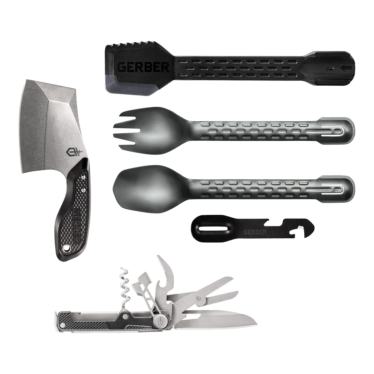 Gerber Gear Around Camp Kit - Includes Tri-Tip Mini Cleaver, Armbar Cork Multi-Tool & ComplEAT Multi-Tong - Premium Camping Equipment