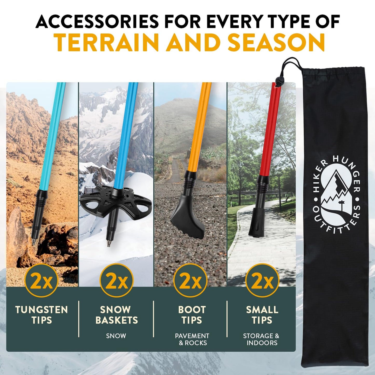 Kids Hiking Poles by USA Brand - Lightweight Collapsible Kids Walking Stick w/Quick Adjustable Flip Locks