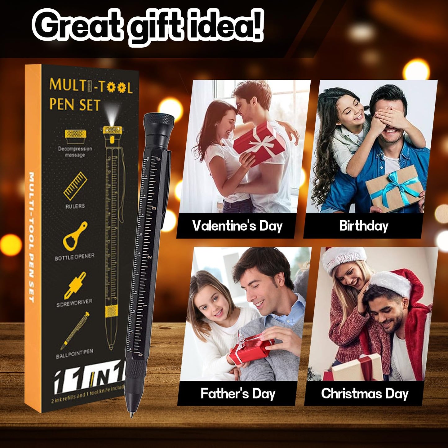 11 in 1 Multi-Tool Pen - Tools for Travel, Camping, Outdoor Activities and Everyday Use - Father's Day Dad Gift for Daughter Son, Birthday Father's Day Gift for Dad Grandpa Husband, Cool Gadgets