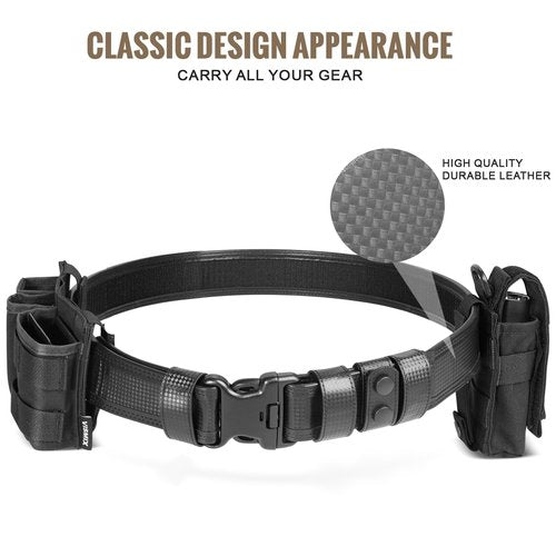 VISMIX Basketweave Police Duty Belt 2" Hook Lining Leather Duty Belts Law Enforcement w/1.5" Loop Inner Belt(35-40")