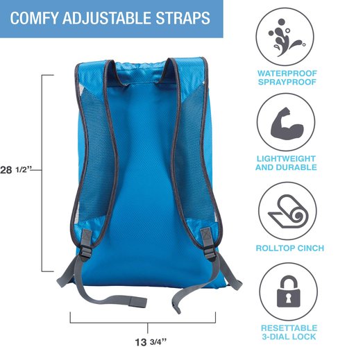 Lewis N. Clark Locking Backpack, Teal, One Size