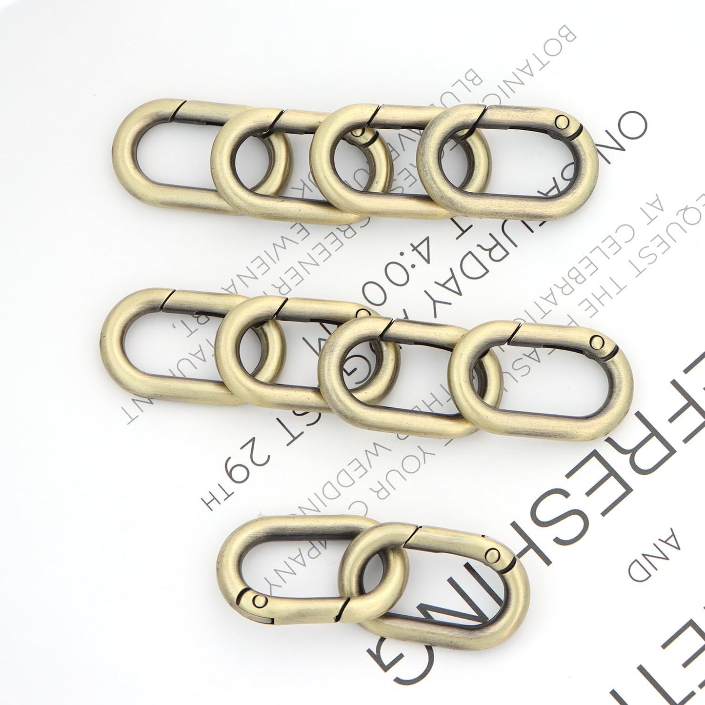 10Pcs Metal Spring Oval Rings Round Carabiner Key Ring Clip for Keychain Buckle, Purse Hardware, DIY Crafts (Brass,1 inch)