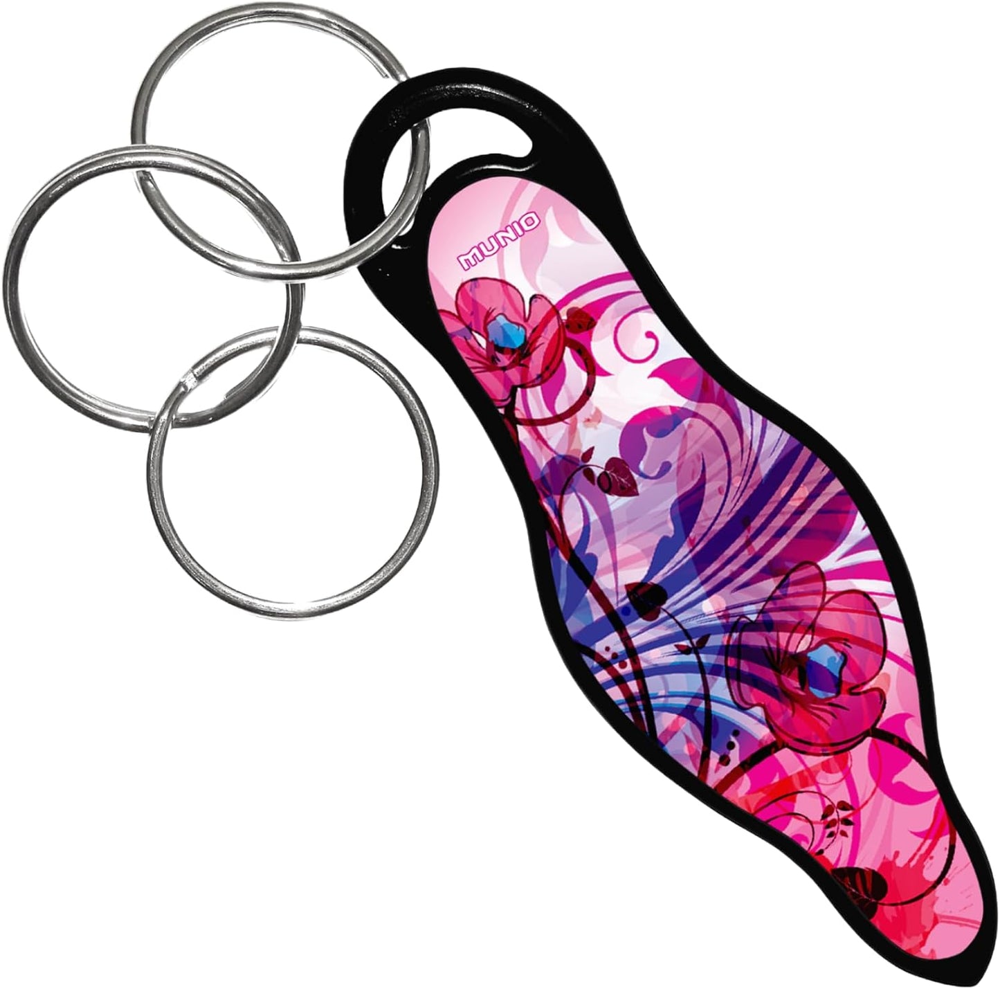 MUNIO Self Defense Keychain – Lightweight, Stylish & Portable Safety Tool for Women & Men – Non-Lethal Kubotan, Easy to Use, TSA Approved – Made in USA – Modern Flowers Design