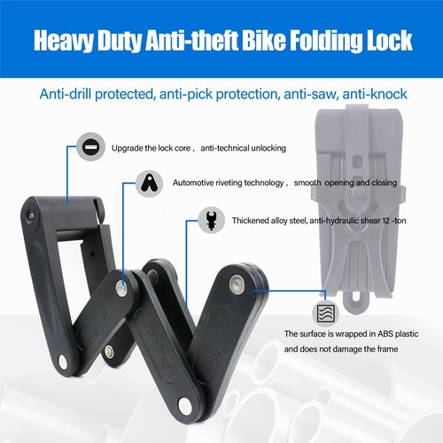 Compact Folding Bike Lock, 2.3ft Portable Heavy - Duty Anti - Theft High - Security Bicycle Chain Lock with Keys & Lock Bracket, Shear - Resistant Alloy Folding Lock for Bikes, E - Scooters & Ebikes