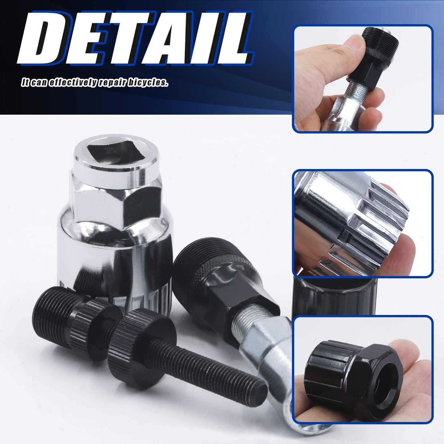 Glarks 6Pcs Bike Repair Tool Kit Including Bicycle Crank Extractor, Bike Bottom Bracket Removal Tool with Anti Drop Auxiliary Tool, 16mm Spanner, Bike Freewheel Remover and Bike Chain Breaker Tool