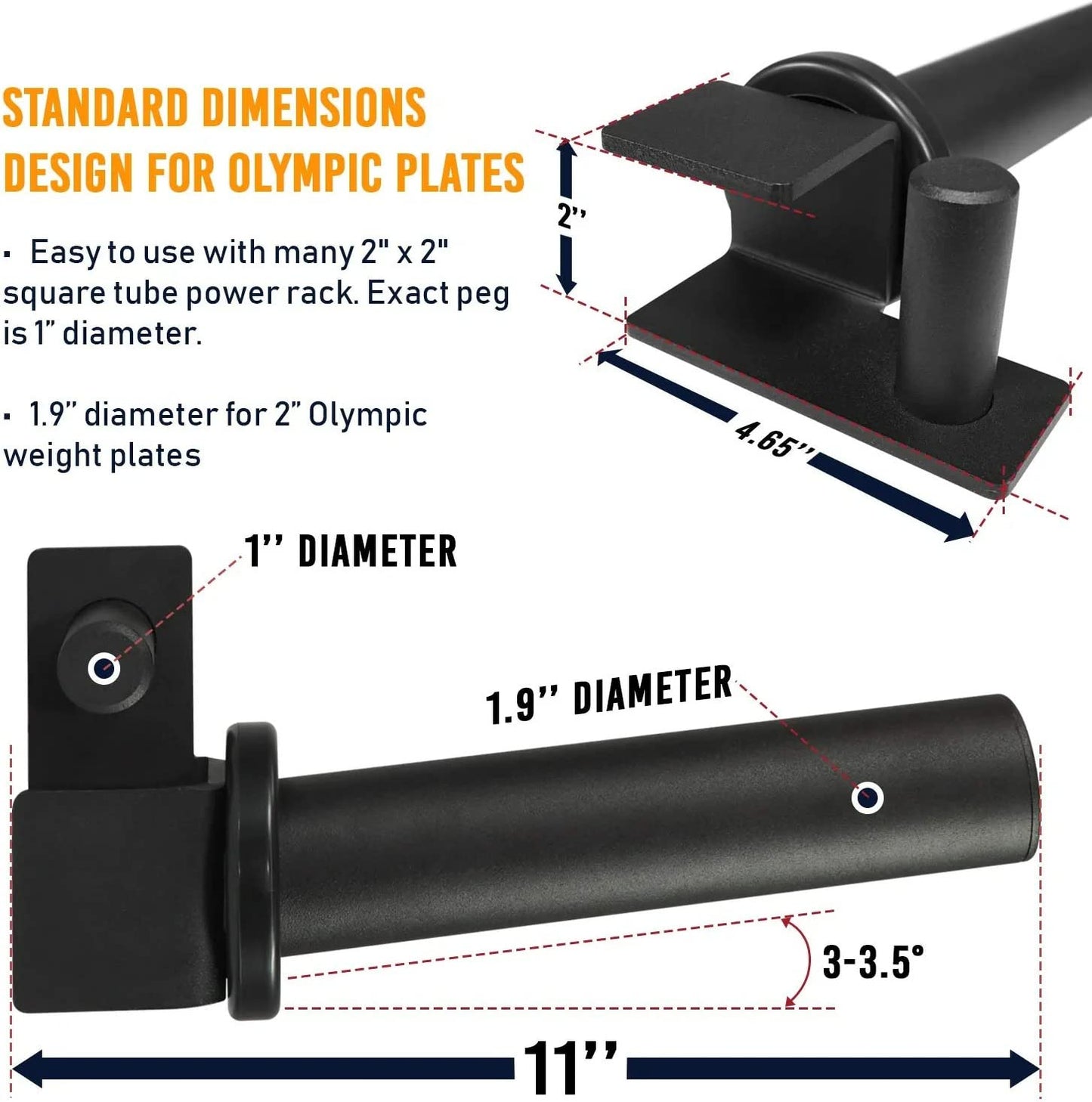 Yes4All Olympic Weight Plate Holder Attachment + Barbell Holder J-Hooks For Power Rack/Power Cage 2x2 Inches