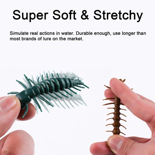 Eupheng 2"/3" Hellgrammite Fishing Lures, Super Realistic Soft Plastic Fishing Lures for Ned Jig Drop Shot Rig, Qty 20Pack/12Pack