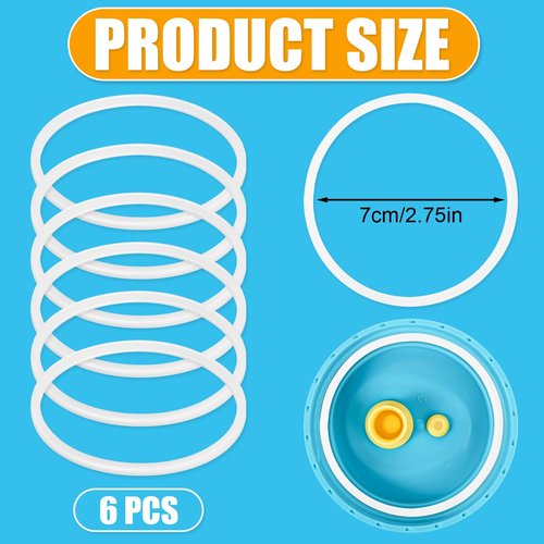 6pcs Replacement Rubber Gaskets for Zak Designs Kelso 15 oz, Leak Proof Silicone Cup Lid Gasket Sealing Ring Accessory for Zak Water Bottle, BPA-Free