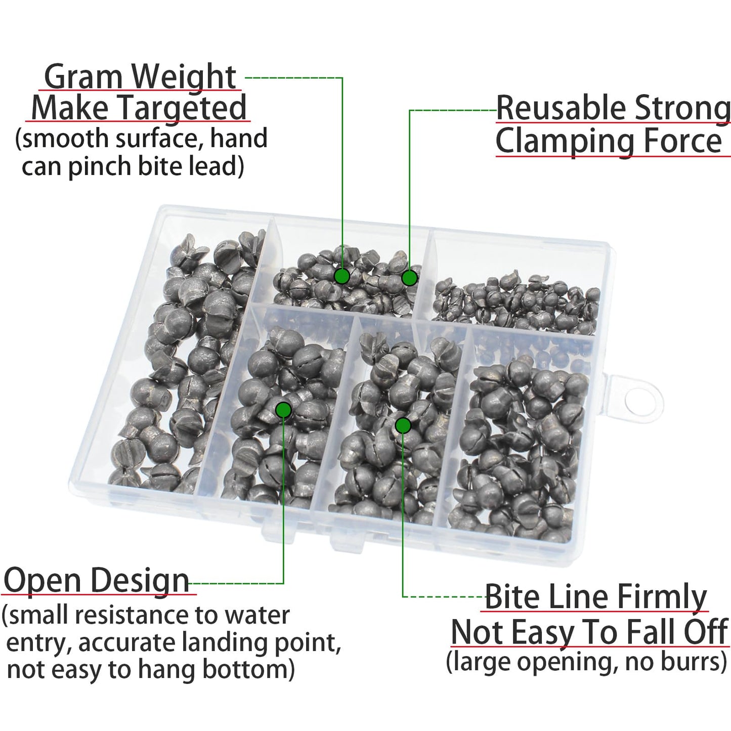 250Pcs Split Shot Fishing Weights Sinkers, Round Assortment Fishing Weight Clip on Sinker Weight Freshwater Saltwater Fishing Gift for Fishing Lovers