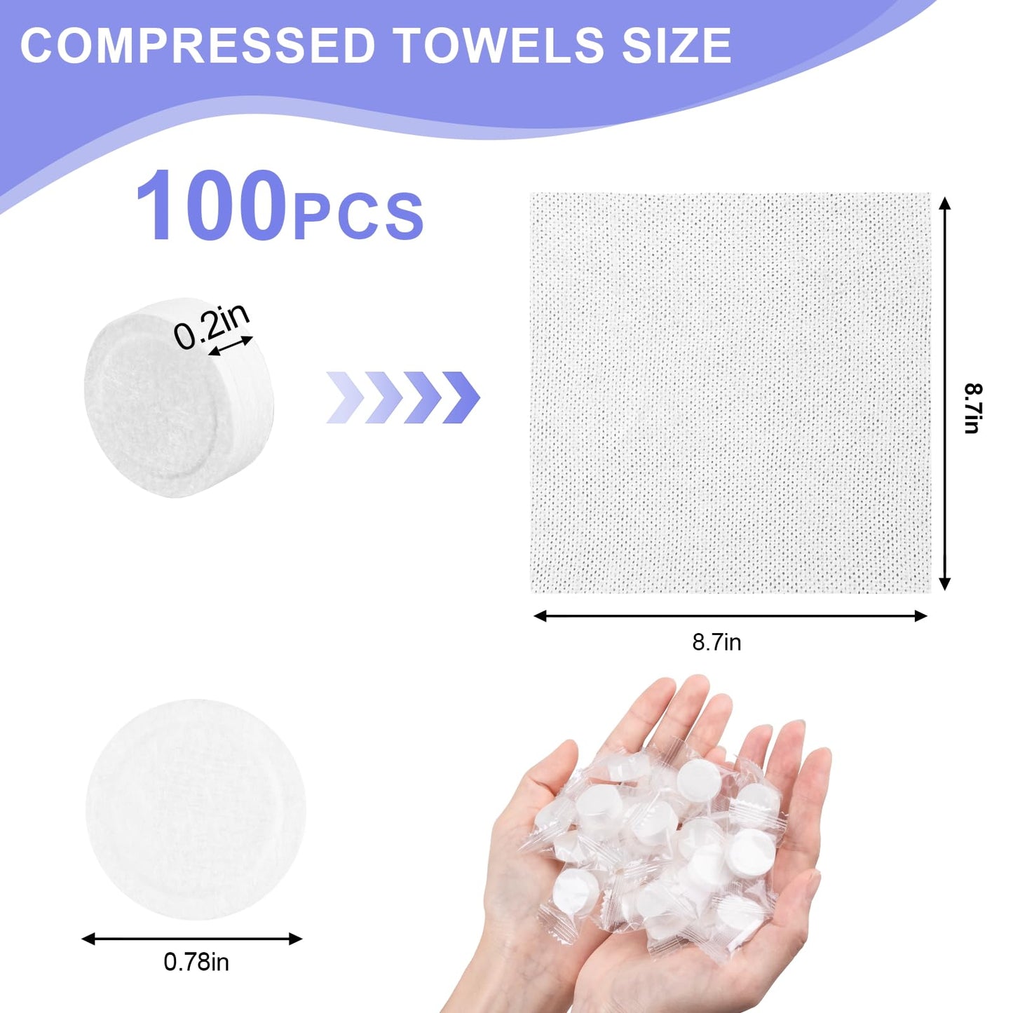100PCS Disposable Towel, Compressed Towels, Coin Paper Towel, Portable Compressed Towels Sheet For Home Beauty Travel Camping Outdoor Activities