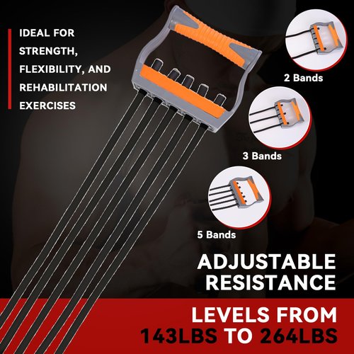Chest Expander for Men Adjustable Forearm Strengthener with Removable Tubes Arm Trainer for Arm Chest Back Muscles Chest Upper Body Workout Equipment for Home Gym Fitness Muscle Training Exercise