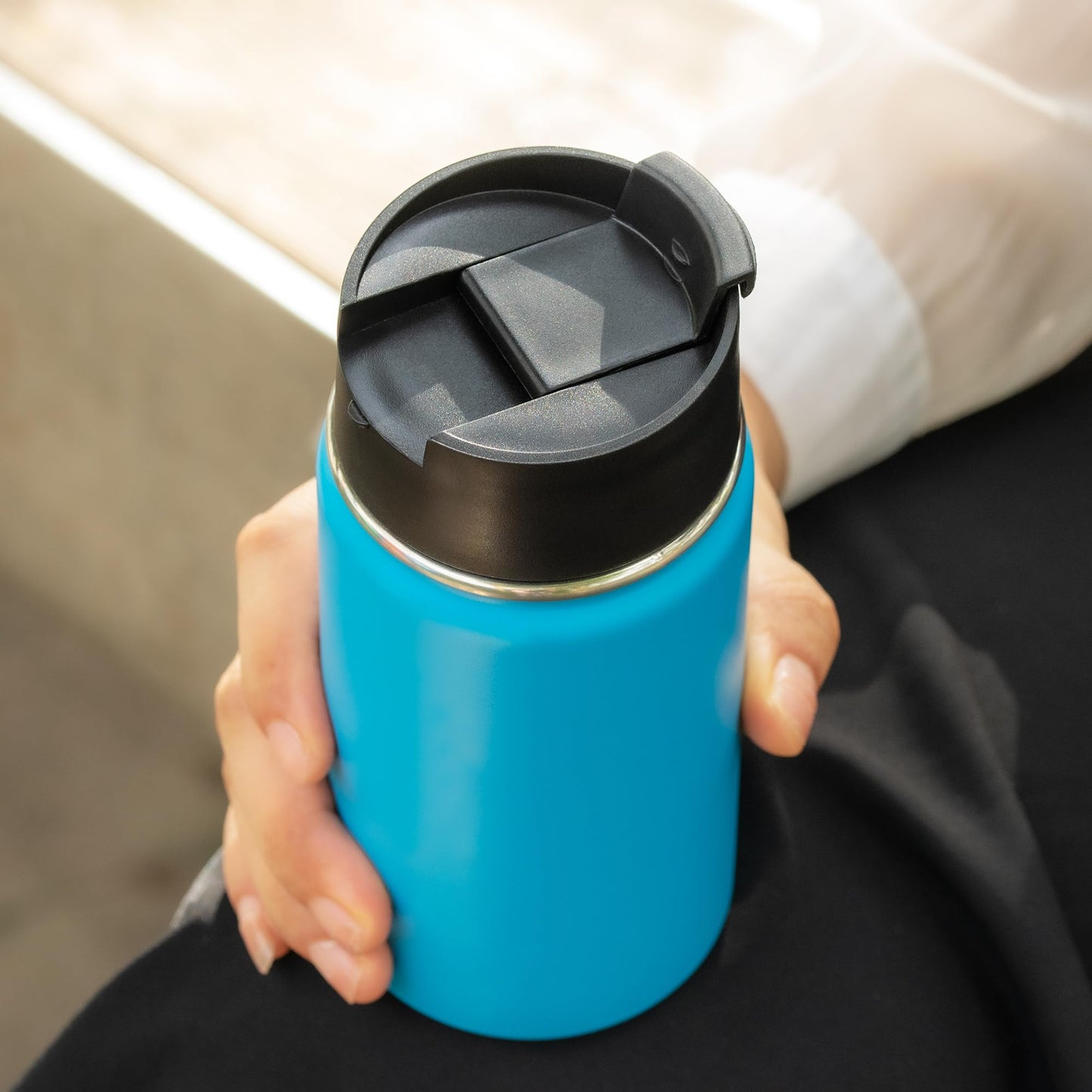 Prurex Flip Lid for Hydro Flask 12 16 18 20 32 40 64 oz Wide Mouth Bottle,Replacement Lid for Hydroflask,Thermoflask,Iron Flask and More 2.28" Wide Mouth Bottles(Black 1 Pack)