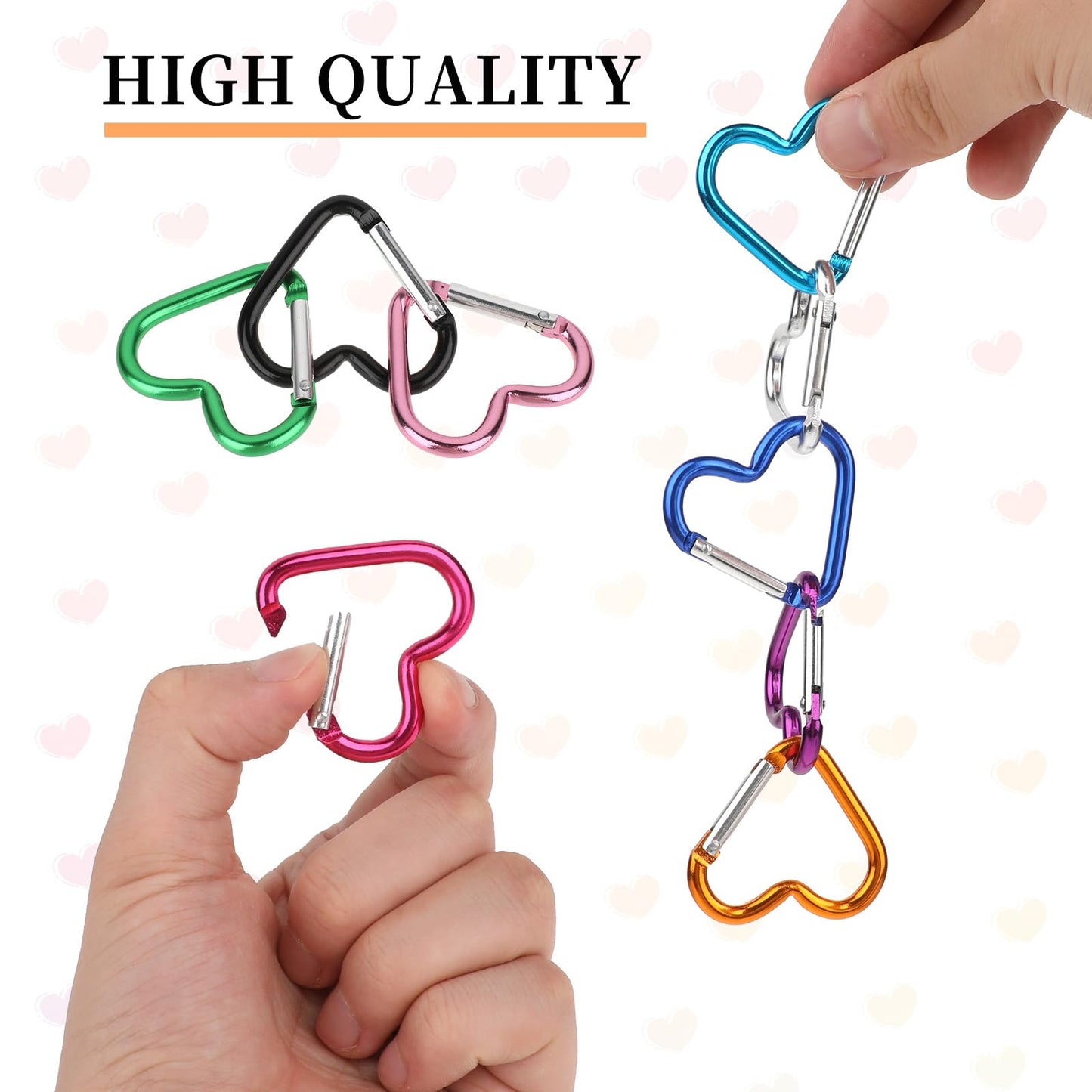 12Pcs Heart Shaped Carabiner,Aluminum Heart Keychain,10 Colors Hearts Keychain Clip for Dog Leash Water Bottle Holder,Outdoor Travel Walking