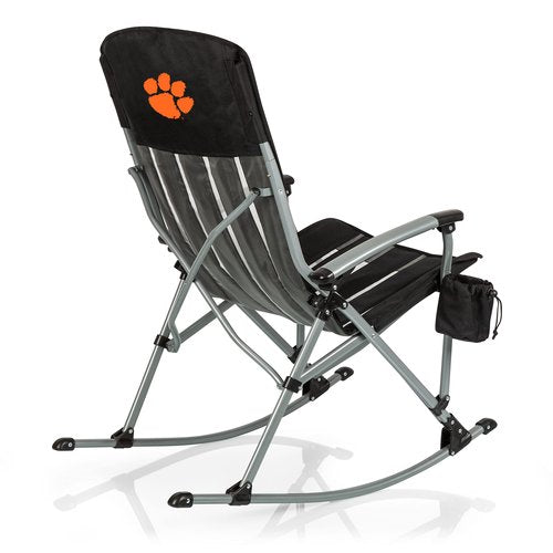 PICNIC TIME NCAA Clemson Tigers Outdoor Rocking Camp Chair, XL Heavy Duty Camping Chair for Adults, (Black)