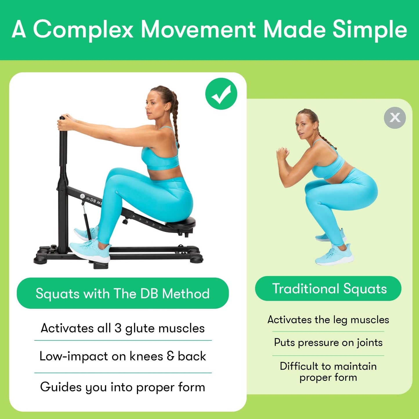 The DB Method Squat Machine with Phone Mount, Workout Equipment for Home Gym, Exercise Leg and Glutes, Low Impact Lower Body Fitness Workouts, Training for Total-Body, Easy Setup, Foldable for Storage