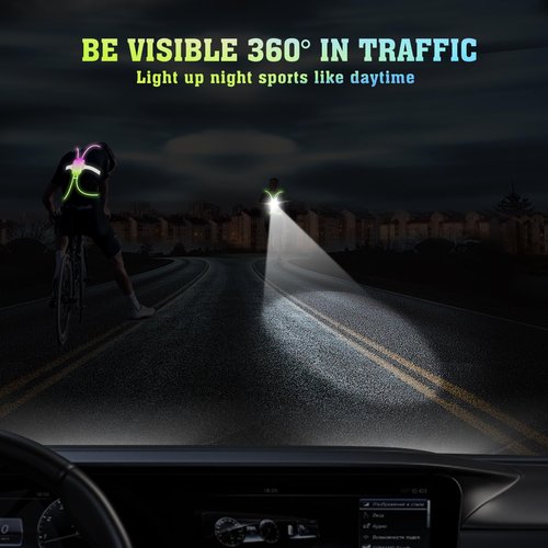 LED Safety Vest, Running Light Vest, Running Lights for Runners, High Visibility LED Running Vest with Control, LED Reflective Running Vest with Front Light, USB Rechargeable Waterproof Running Light
