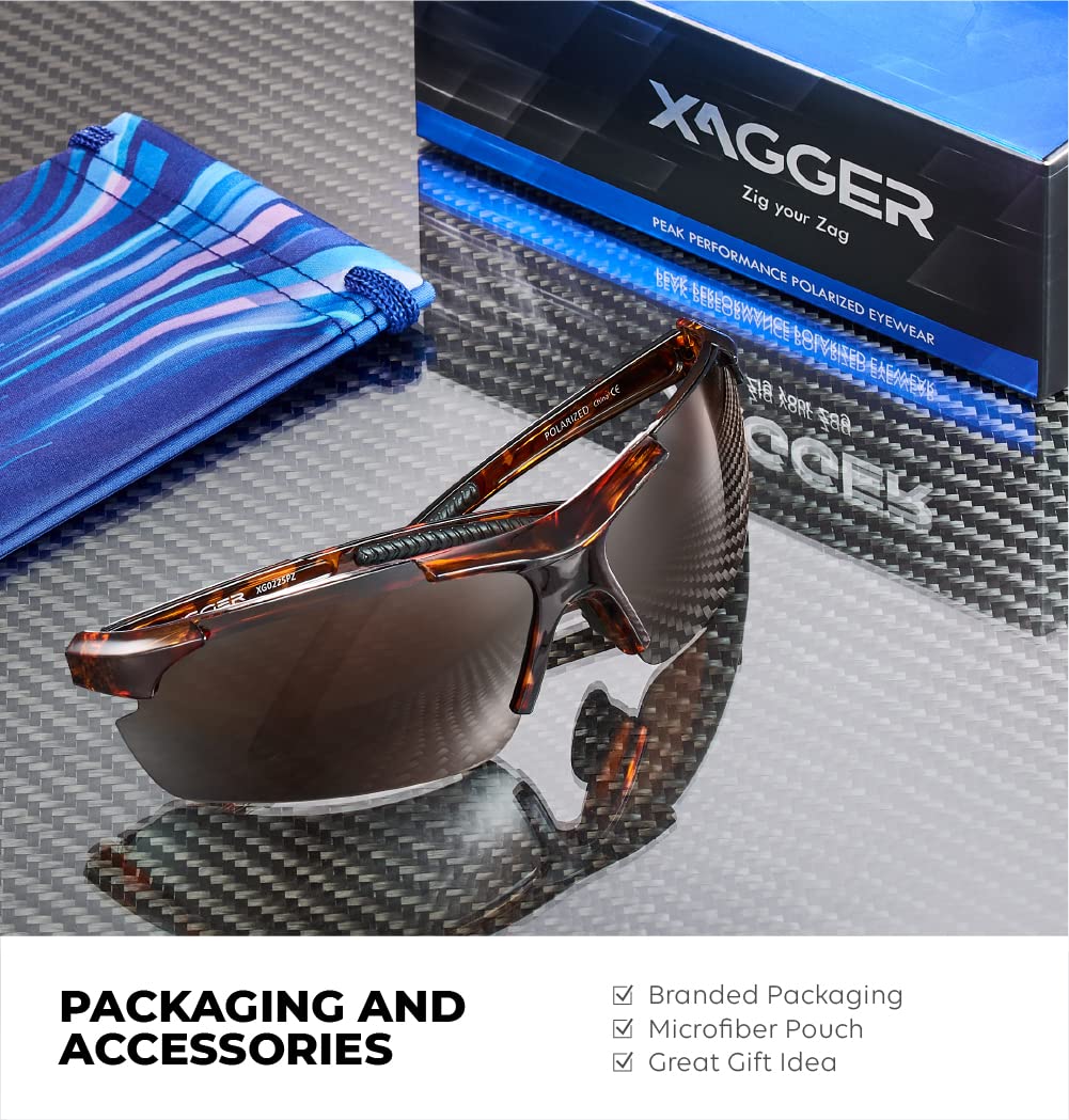 Xagger Polarized Sports Sunglasses for Men Women Wrap Around UV400 Running Baseball Softball Cycling Golf Hiking Fishing Driving Glasses