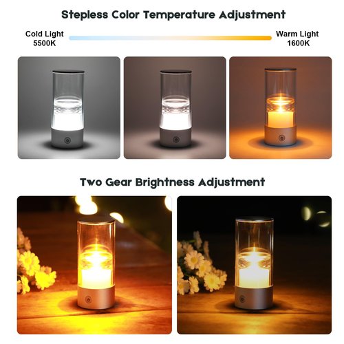 Small Camping Lights,Rechargeable Camping Light,Color Temperature Adjustment Mini Camping Lantern,Portable Camping Lamp with SOS Mode (Silver)