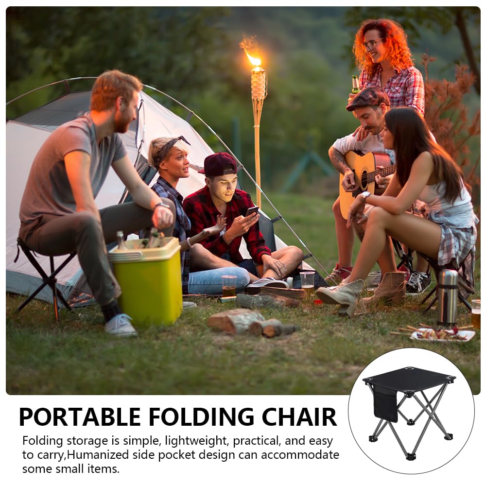 Airsnigi 3 Pack Camping Stool, Camping Foot Stools Portable Folding Camp Stool with Storage Bag, Folding Stool Suitable for Fishing, Beach, Picnic,Outdoor - Black