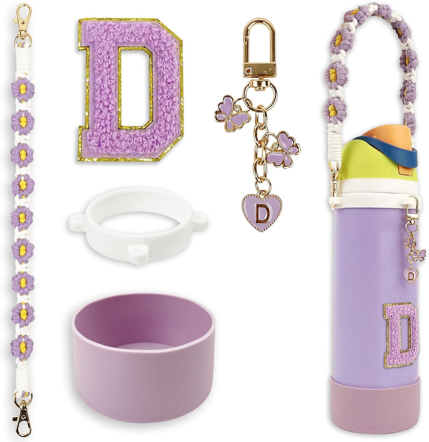 Silicone Boot Monogram Set for Owala Water Bottles | Cute Pink & Black Accessories