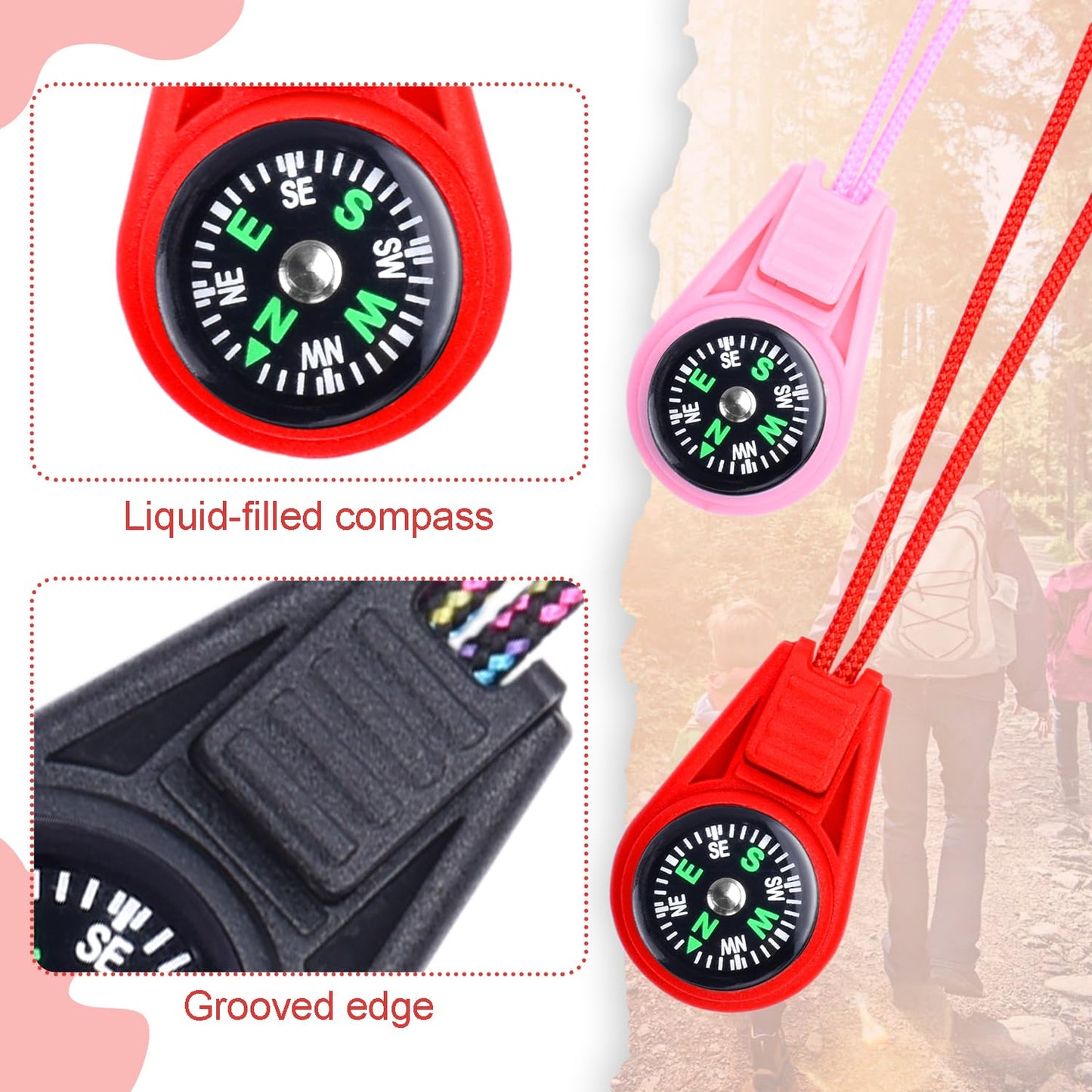 10 Pack Kids Compass Bulk Mini Compass for Kids,Children's Classroom Compass for Navigation Lesson,Plastic Compass for Party Favor/Hiking/Boy Scout/Outdoor Survival (Mix)