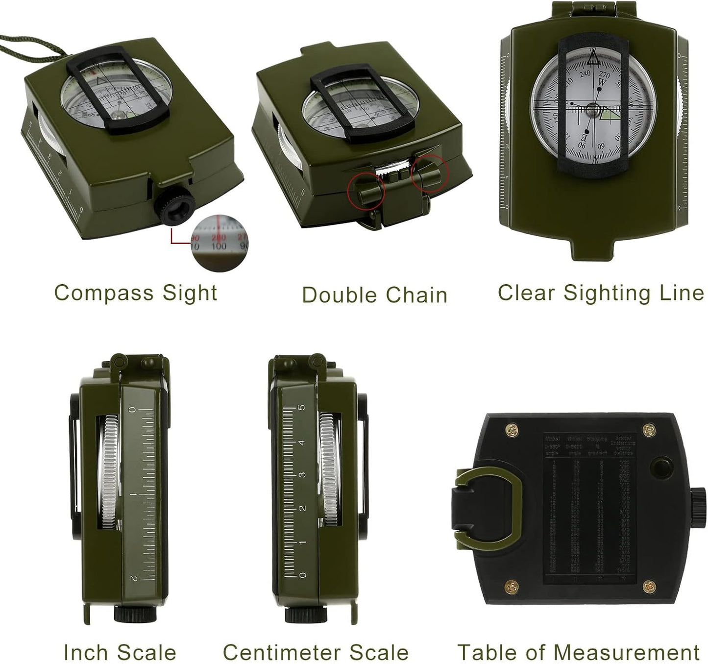 GWHOLE Military Lensatic Sighting Compass Waterproof for Outdoor Activities