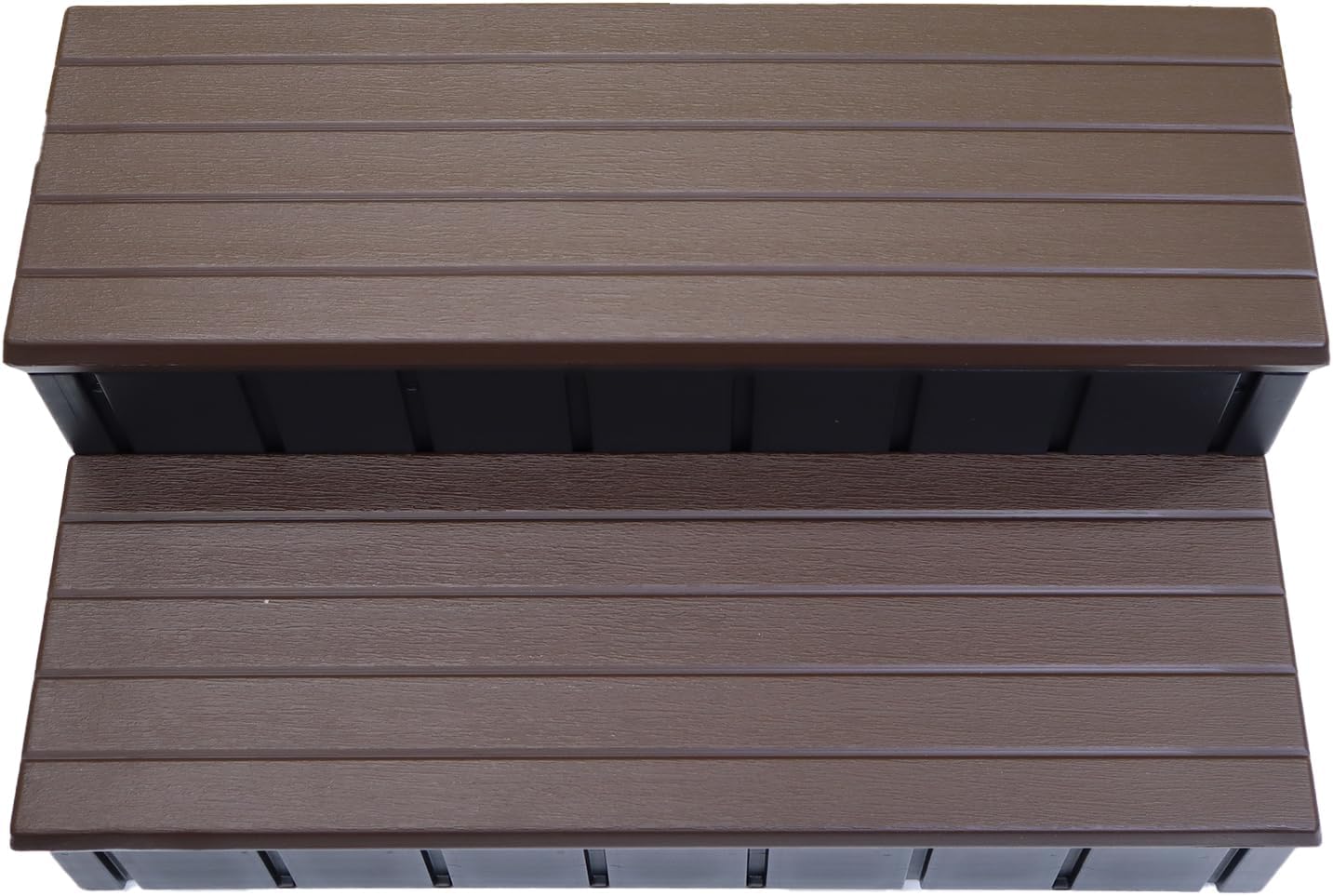Confer Plastics Two Tier 36" Wide Deluxe Hot Tub Step. Non-Skid Spa Steps, Easy Installation, Sturdy, Long Lasting Upgrade to Your Space. Proudly Made in USA. - Espresso